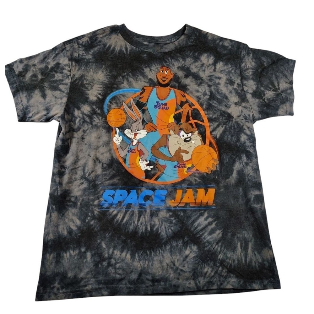 Space Jam A New Legacy Bugs Bunny Tie Dye Graphic T-Shirt Black Grey Mens Medium